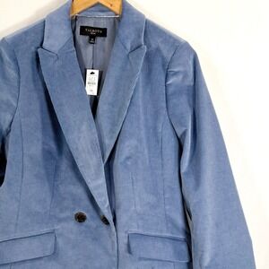 Talbots Blazer Blue Corduroy Double Breasted Women 12 Petite Preppy Tailored
